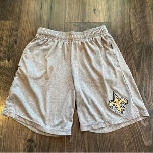 GUC Youth New Orleans Saints Gray Shorts, Elastic Waistband, Size: M (10/12)